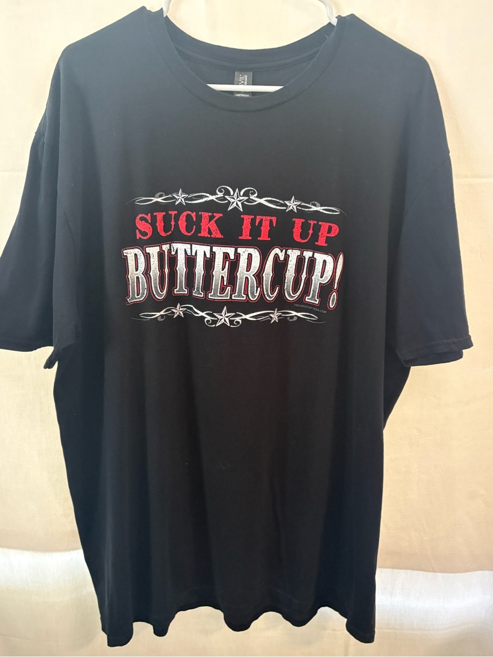 Gildan Black Graphic Tee with Red & White Lettering